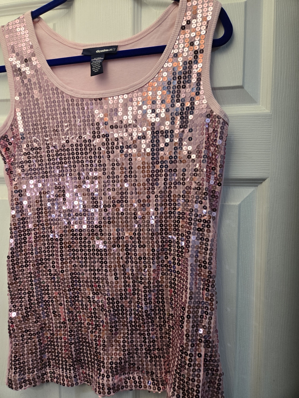 NWOT Denim 24/7 Pink Sequin Tank Top